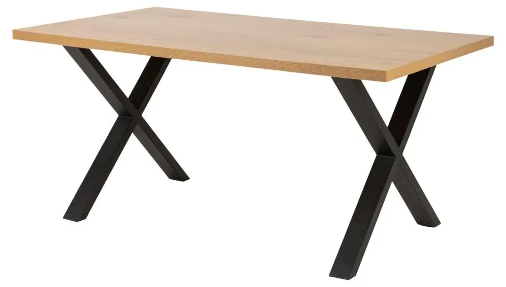 Wales Oak 6-Seater Dining Table - Wild Oak, Metal