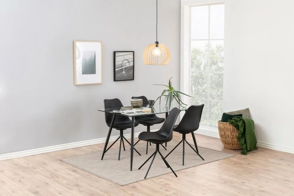 Wilma 6-Seater Dining Table - Black, Glass