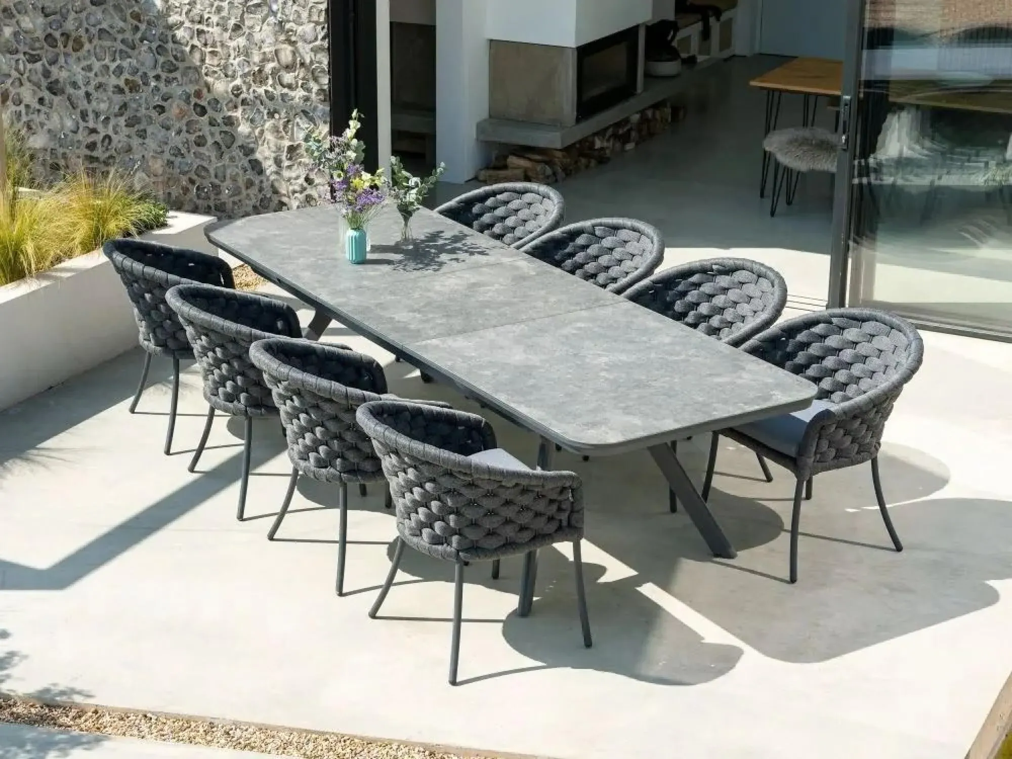 2x Cordial Luxe Garden Dining Armchair - Dark Grey