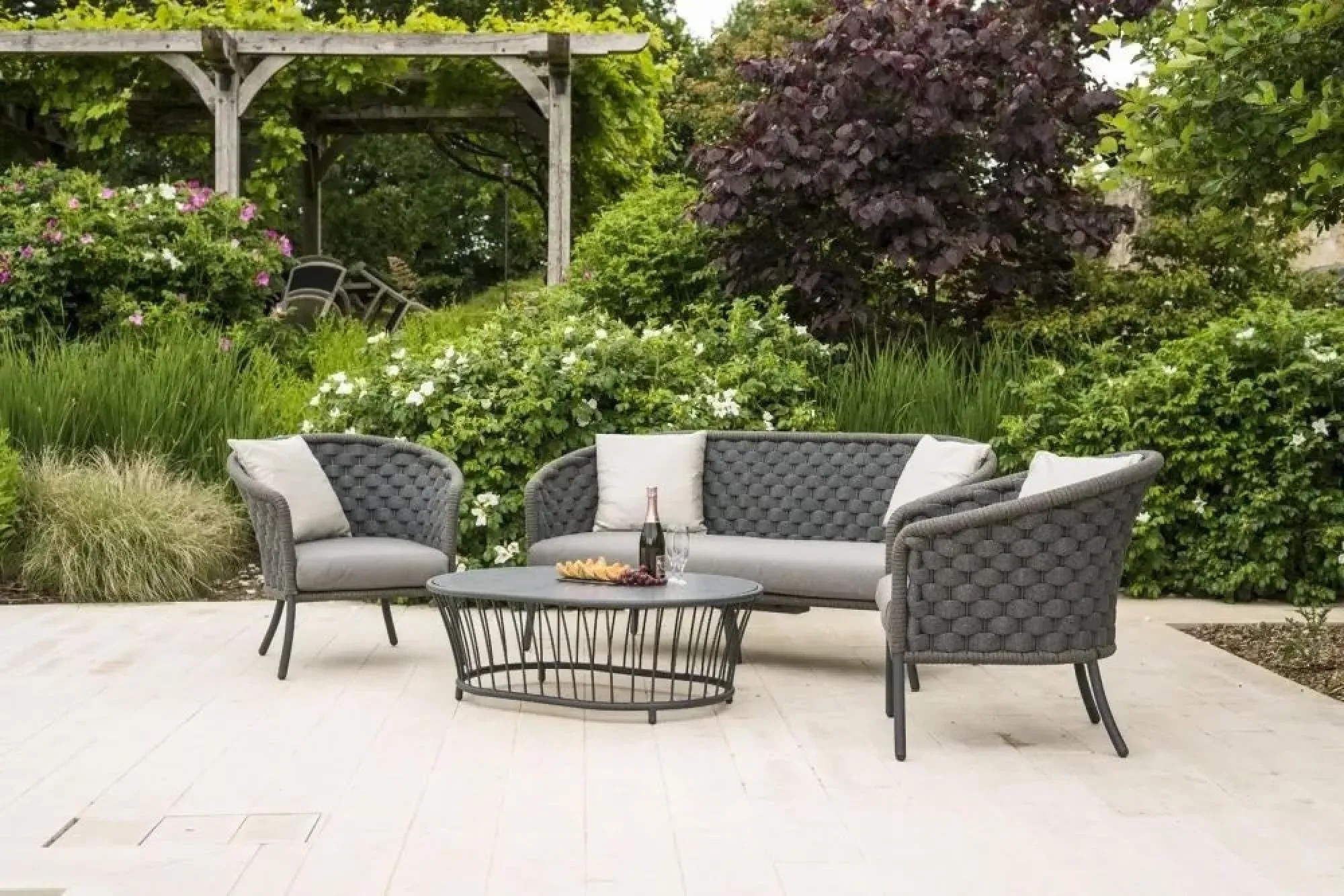 Alexander Rose Cordial Oval Garden Coffee Table - Grey, Pebble