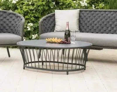 Alexander Rose Cordial Oval Garden Coffee Table - Grey, Pebble image