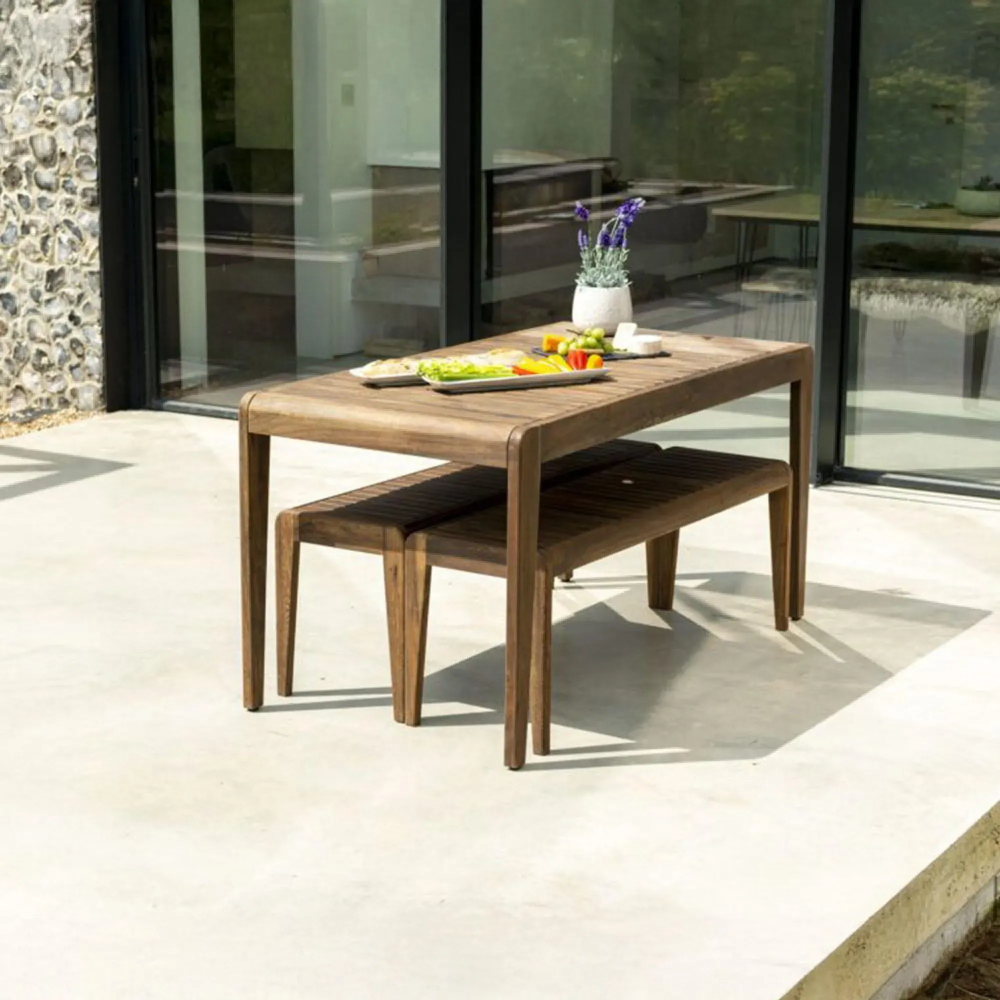 Bolney Backless 4ft Garden Bench - Natural, Acacia Wood