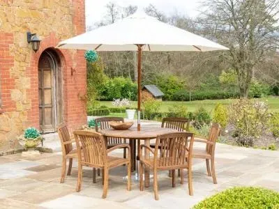 Bolney Round Garden Dining Table - Brown, Acacia Wood