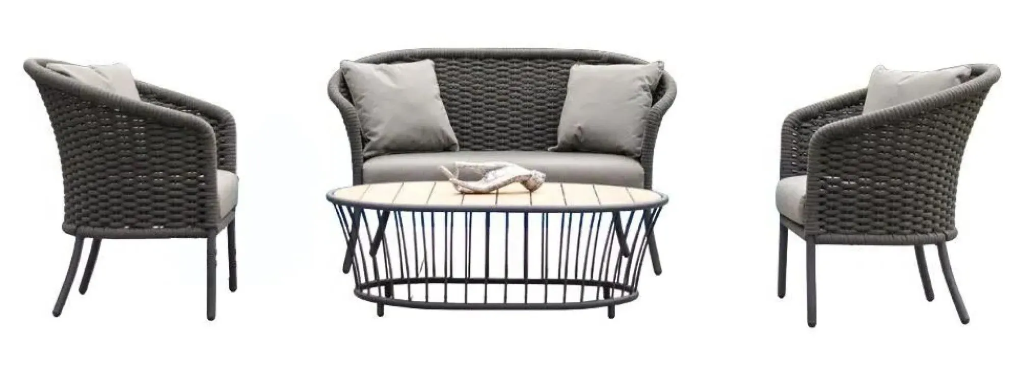 Cordial 2+1+1 Garden Sofa Suite - Grey, Rope