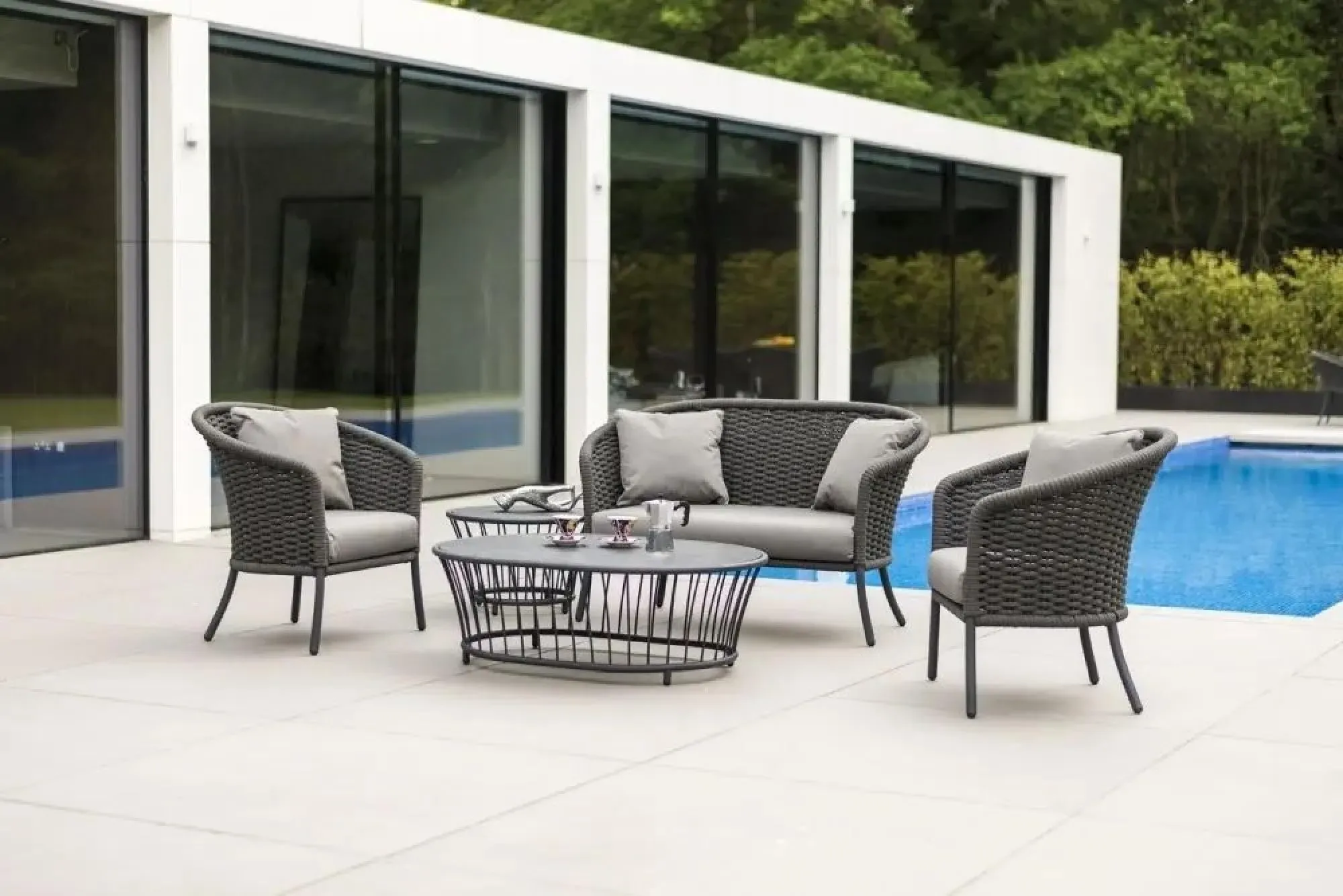 Cordial 2+1+1 Garden Sofa Suite - Grey, Rope