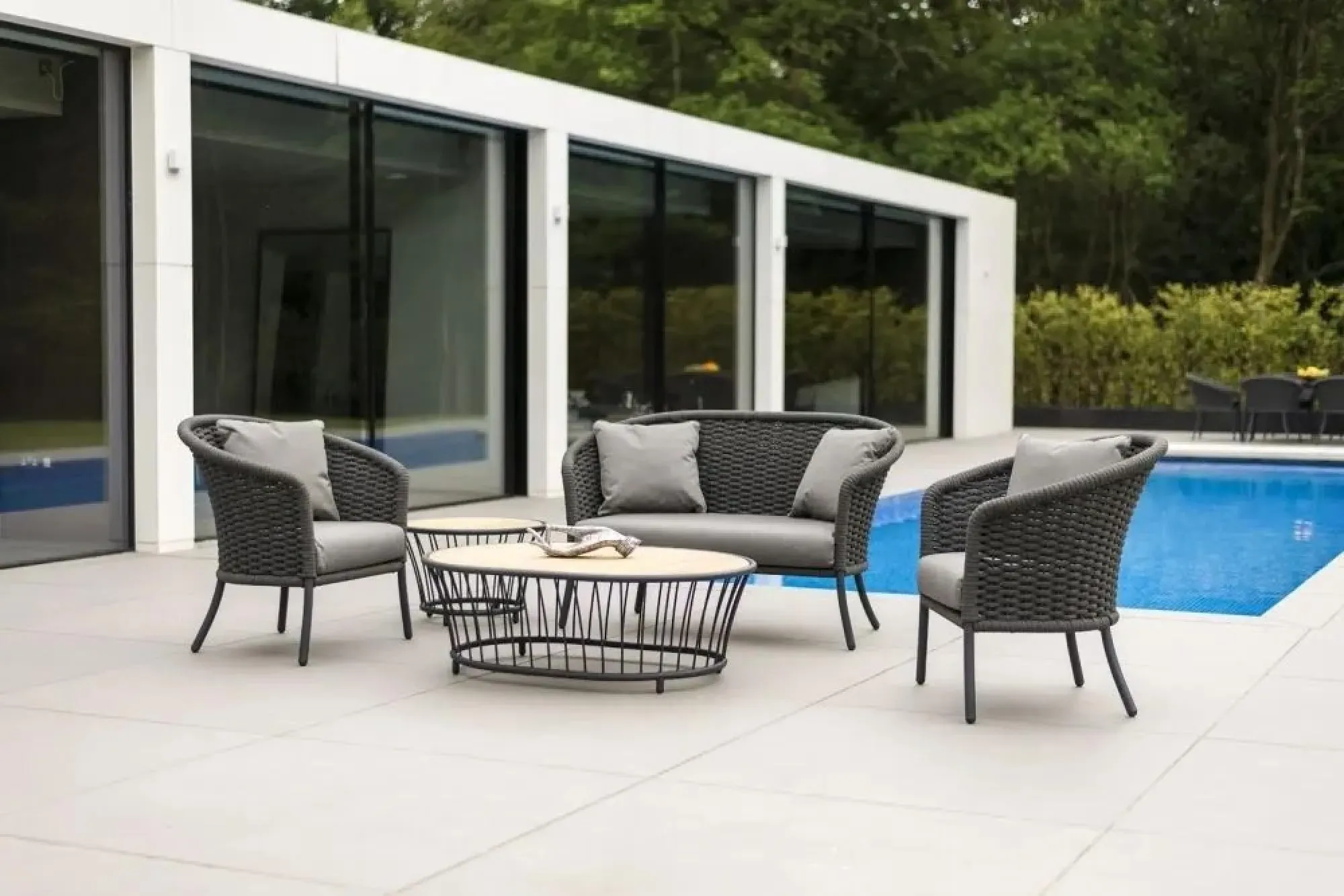 Cordial Rope Garden Lounge Chair with Cushion - Grey