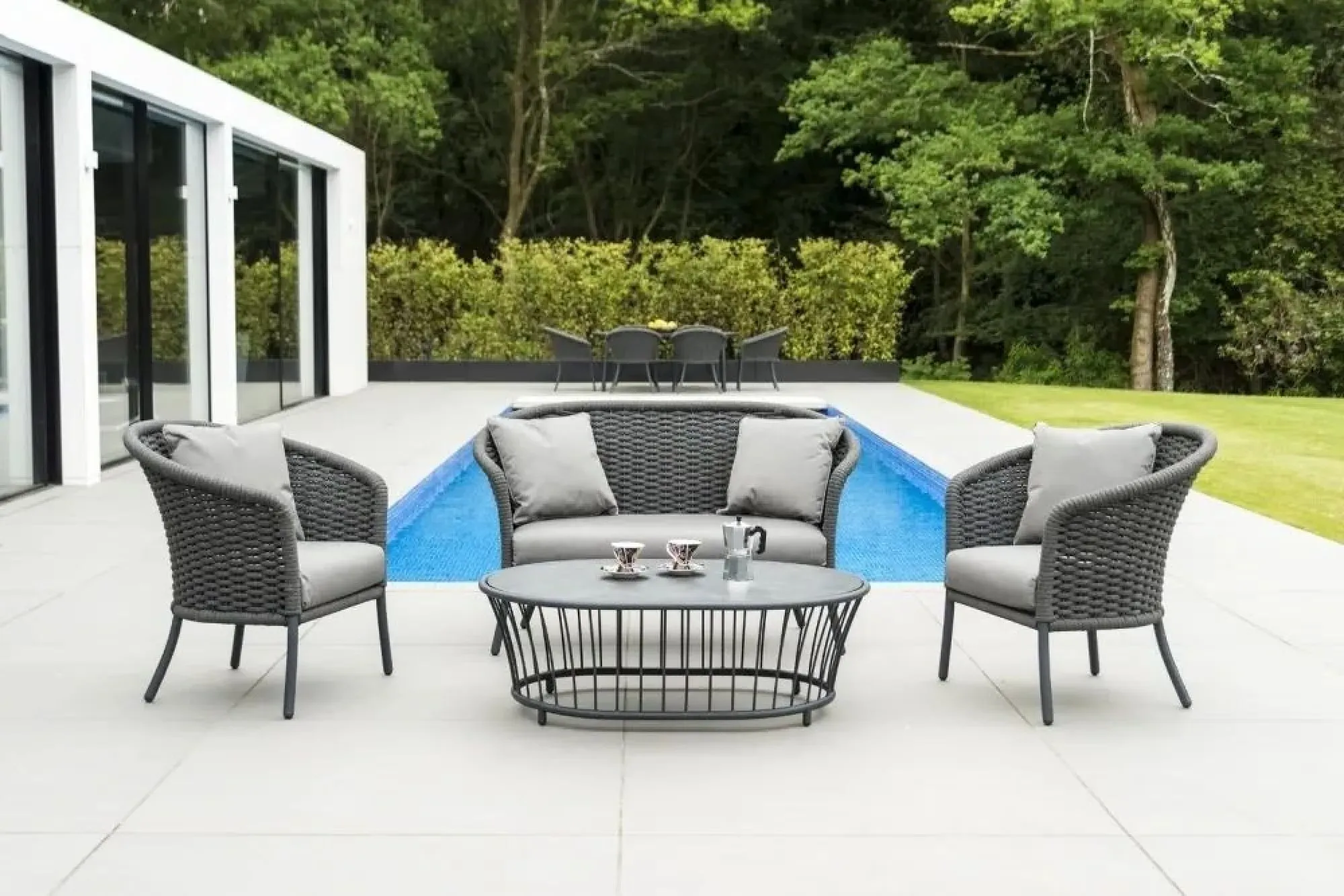 Cordial Rope Garden Lounge Chair with Cushion - Grey