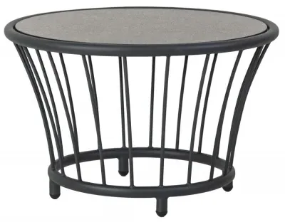 Cordial Round Garden Side Table - Grey, Pebble image