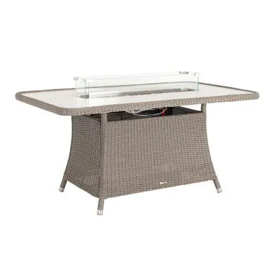Hazelmere Garden Dining Table with Firepit - Grey, Weave
