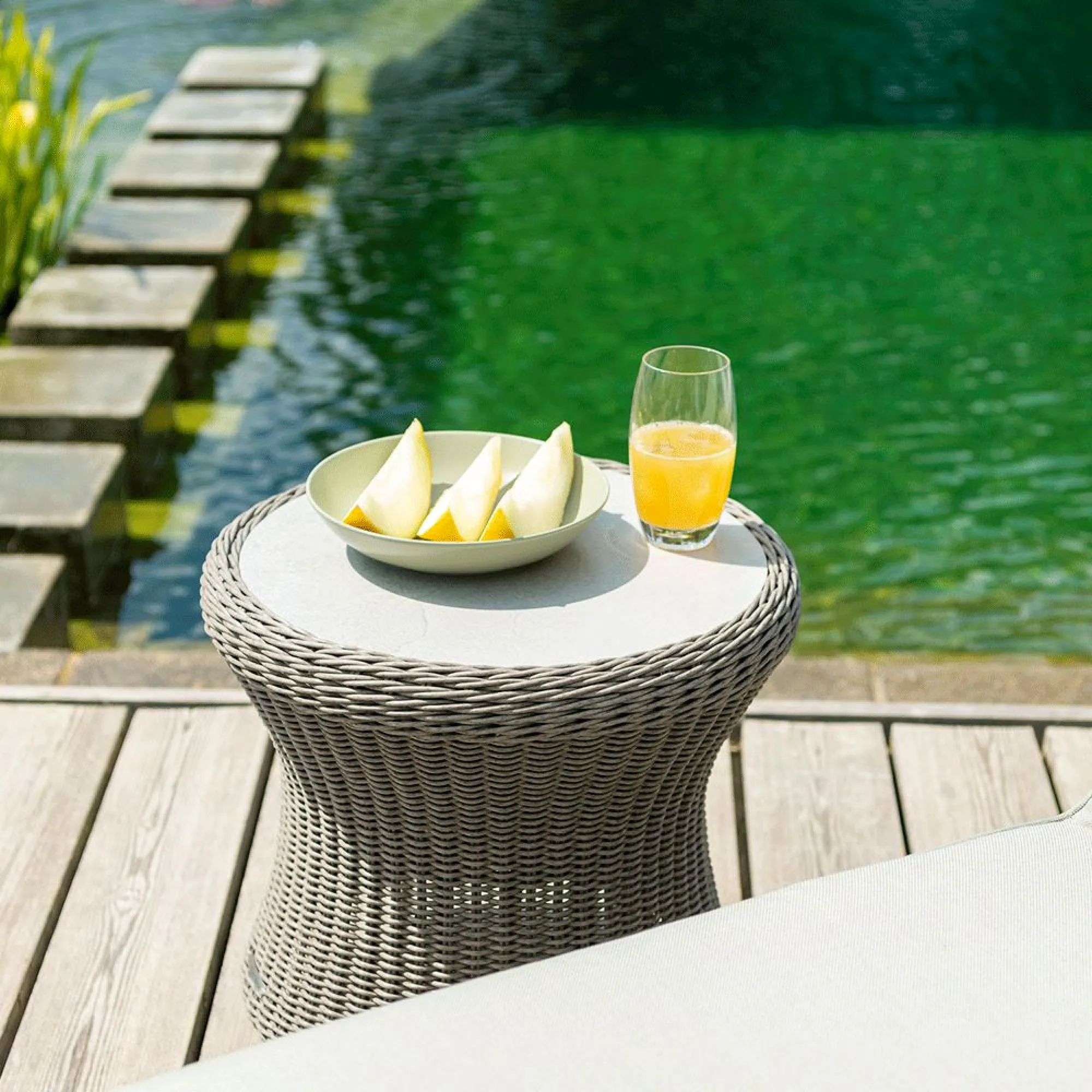 Hazelmere Round Side Table - Grey, Weave