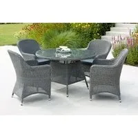 Monte Carlo Round Garden Dining Table - Grey, Glass