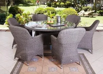 Monte Carlo Round Garden Dining Table - Grey, Glass
