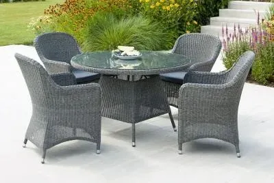 Monte Carlo Round Garden Dining Table - Grey, Glass