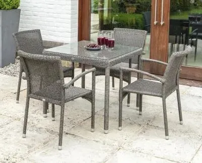 Monte Carlo Square Garden Dining Table - Grey, Glass