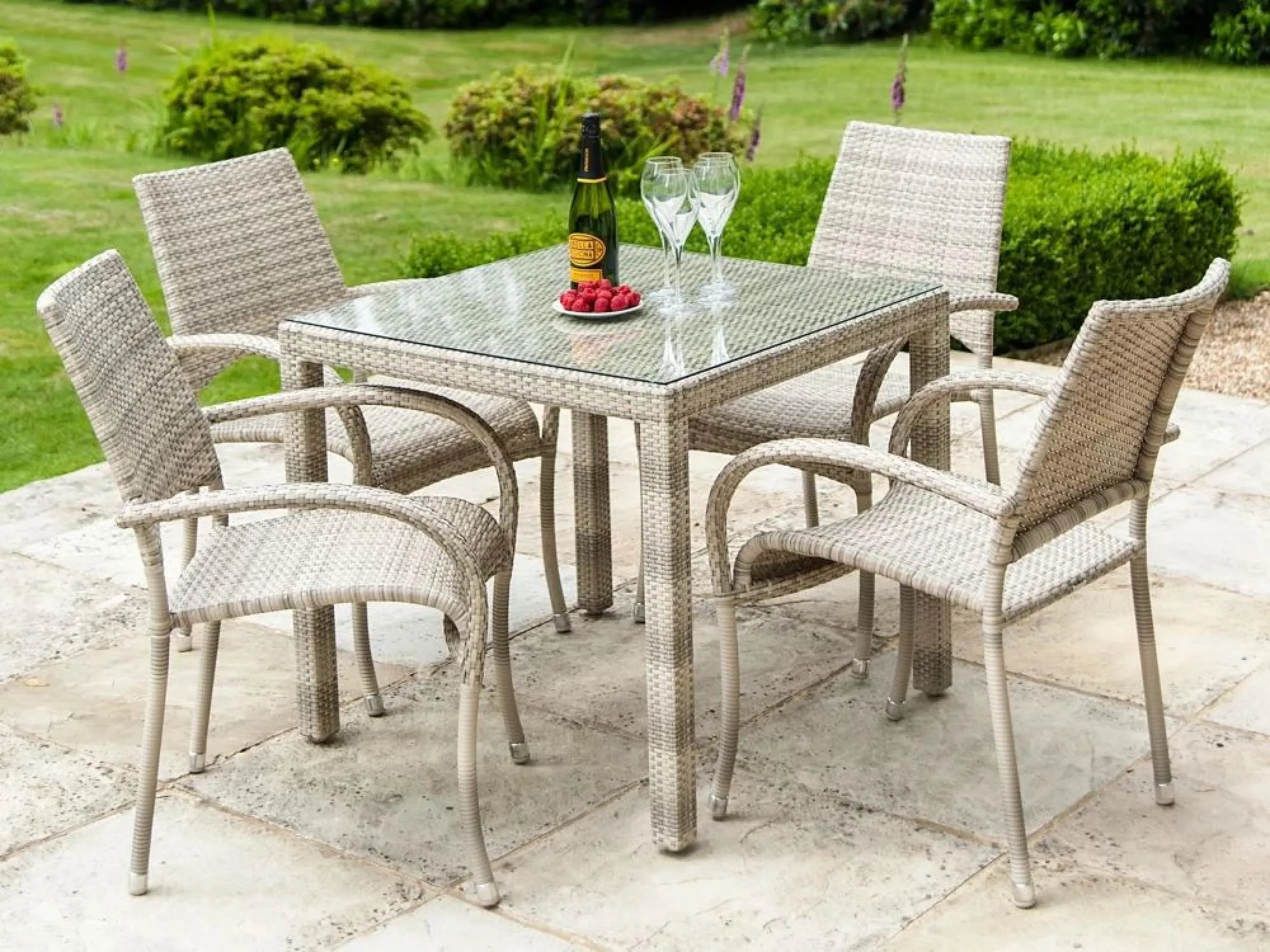 Ocean Pearl Fiji Square Garden Dining Table - Pearl