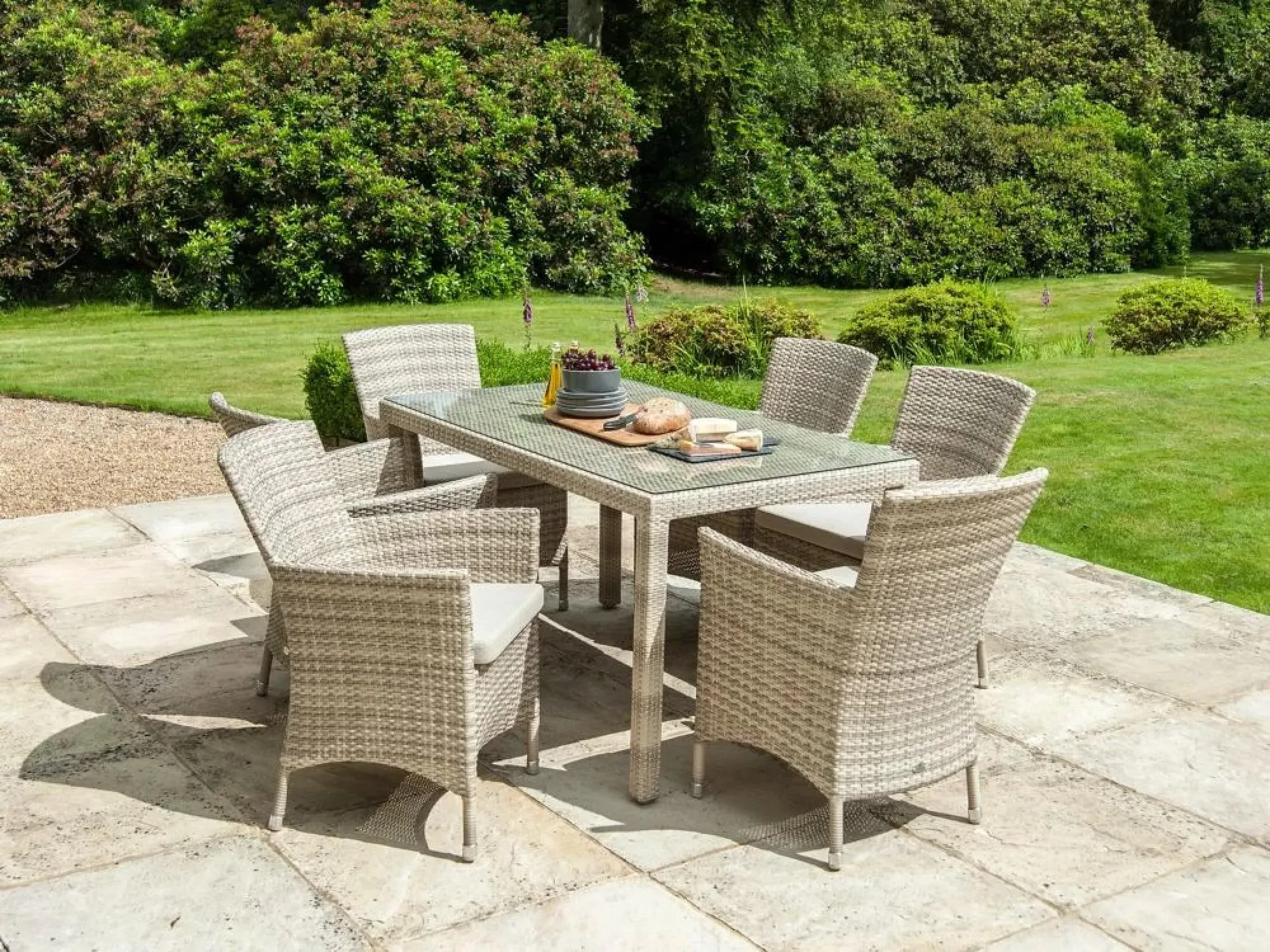 Ocean Pearl Wave Garden Dining Armchair with Cushion - Pearl