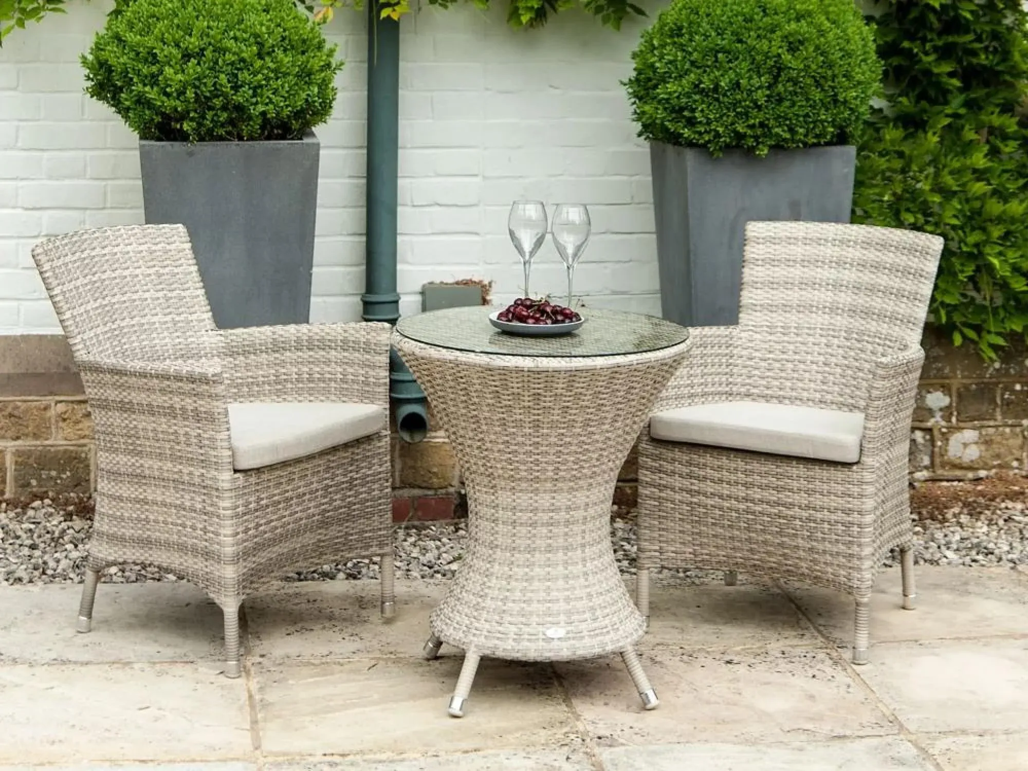 Ocean Pearl Wave Garden Dining Armchair with Cushion - Pearl