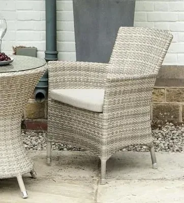Ocean Pearl Wave Garden Dining Armchair with Cushion - Pearl