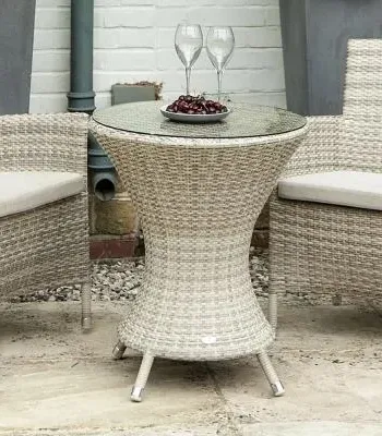 Ocean Pearl Wave Round Garden Bistro Table - Pearl