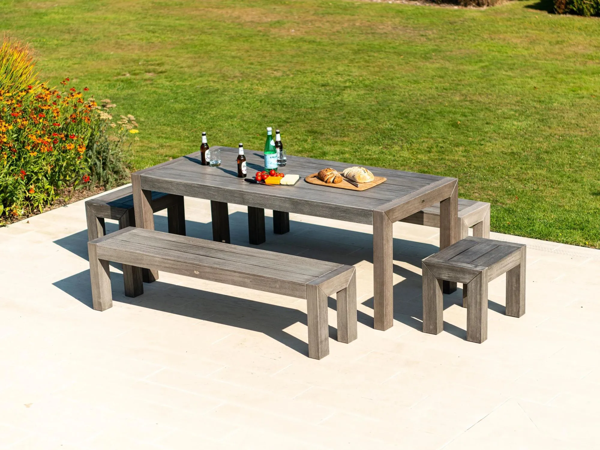 Old England Garden Dining Bench - Grey