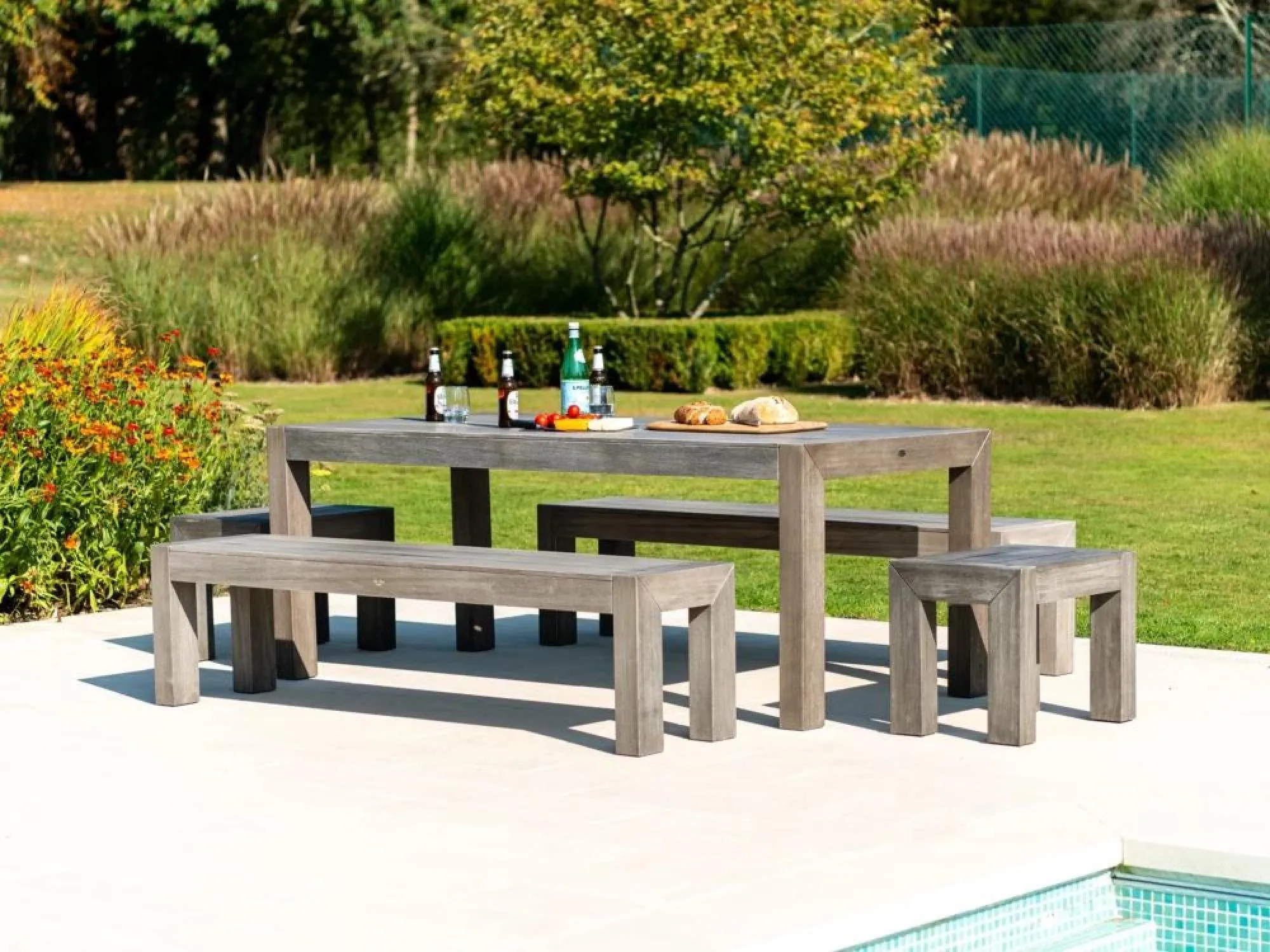 Old England Garden Dining Bench - Grey