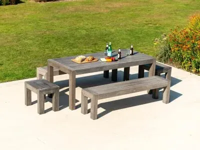 Old England Rectangular Garden Dining Table - Grey
