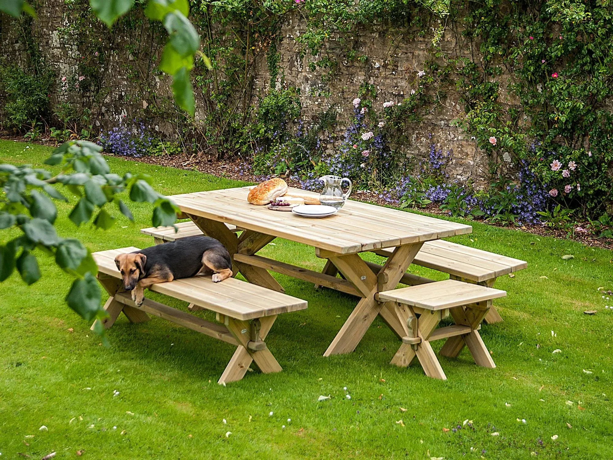 Pine Farmers Rectangular Garden Dining Table - Rustic