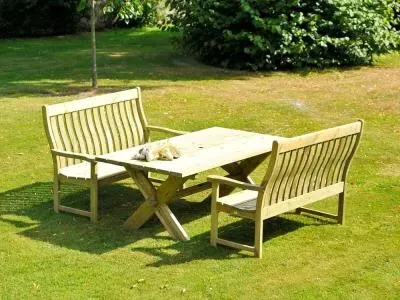 Pine Farmers Rectangular Garden Dining Table - Rustic image