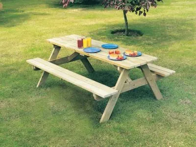 Pine Woburn Garden 6ft Picnic Table - Rustic
