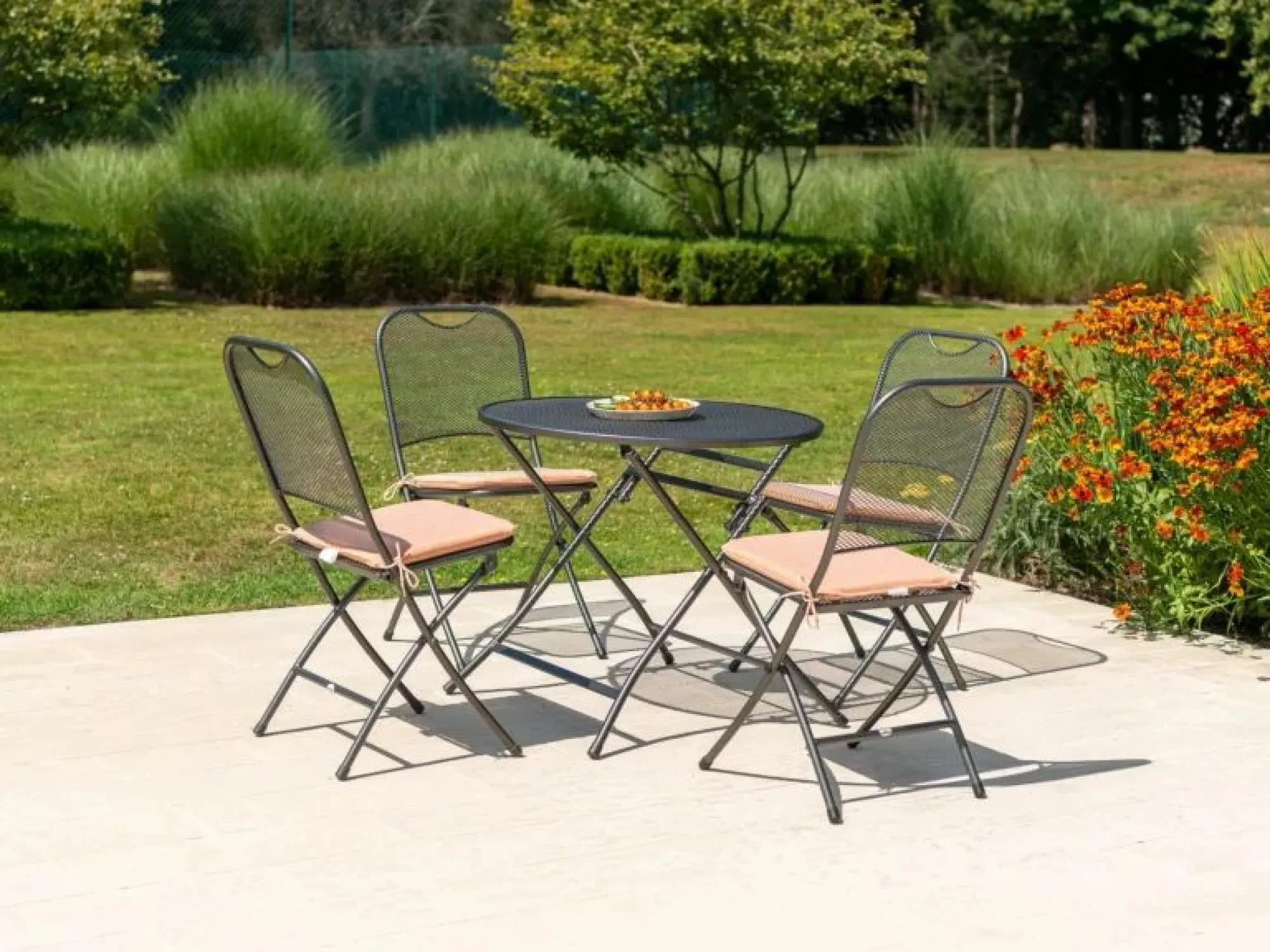 Portofino Round Garden Folding Table - Powder Coated