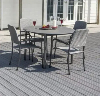 Portofino Stone Round Garden Dining Table - Grey