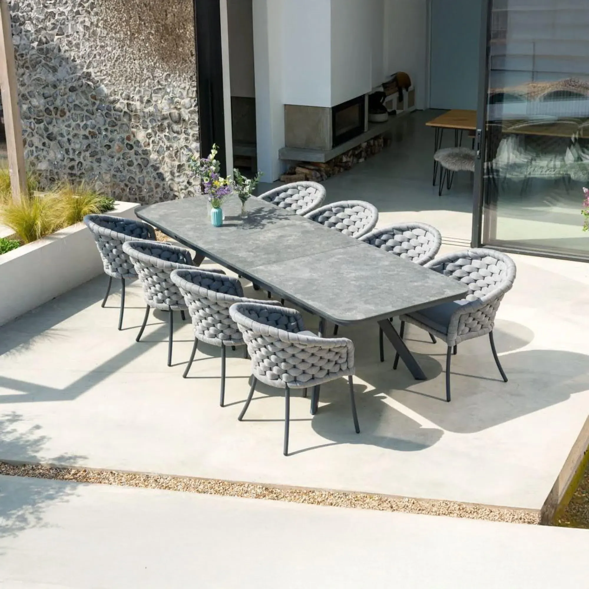 Rimini 10-12 Seater Extending Garden Dining Table - Grey