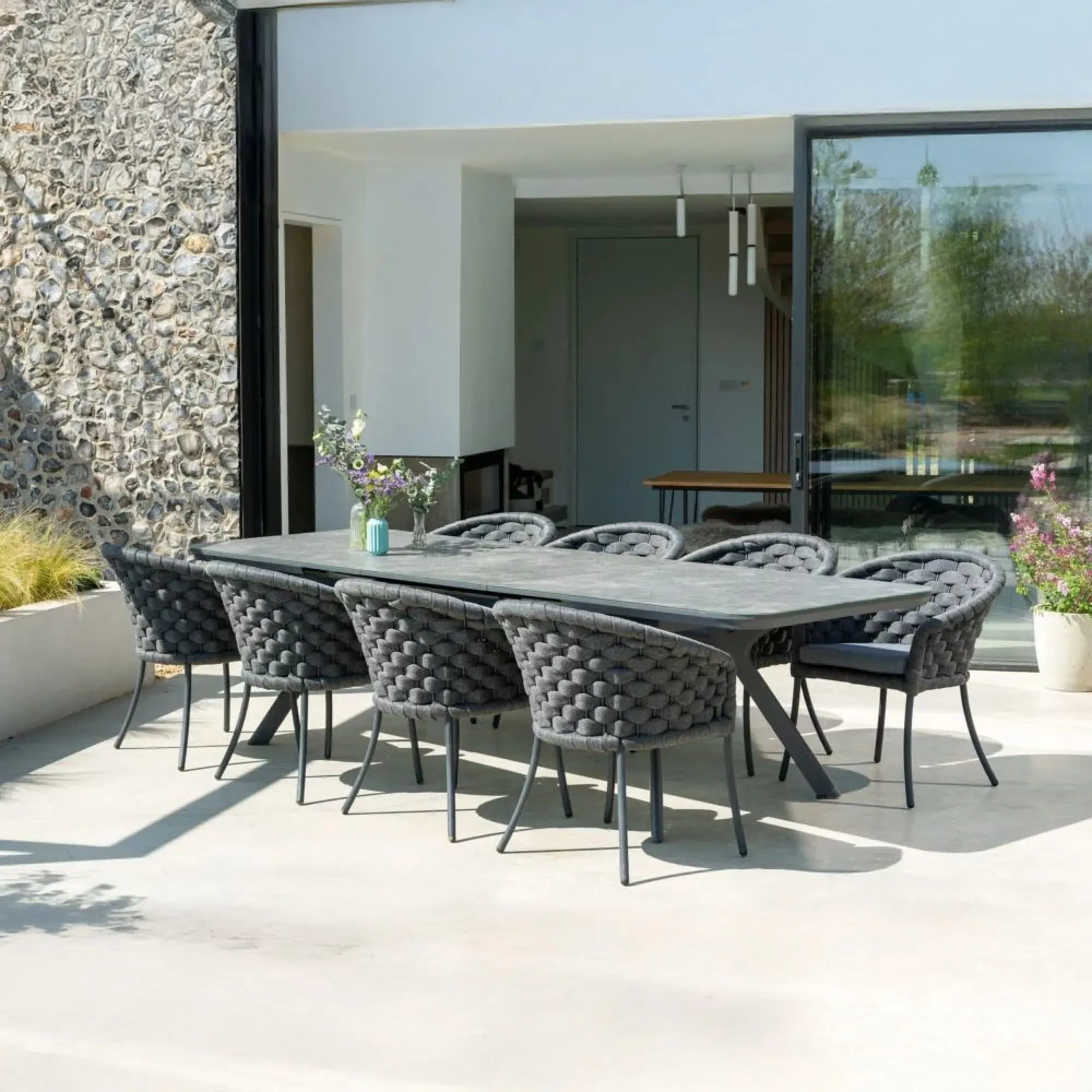Rimini 10-12 Seater Extending Garden Dining Table - Grey