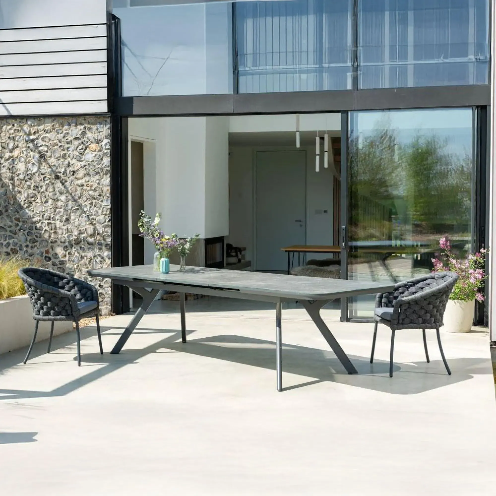 Rimini 10-12 Seater Extending Garden Dining Table - Grey