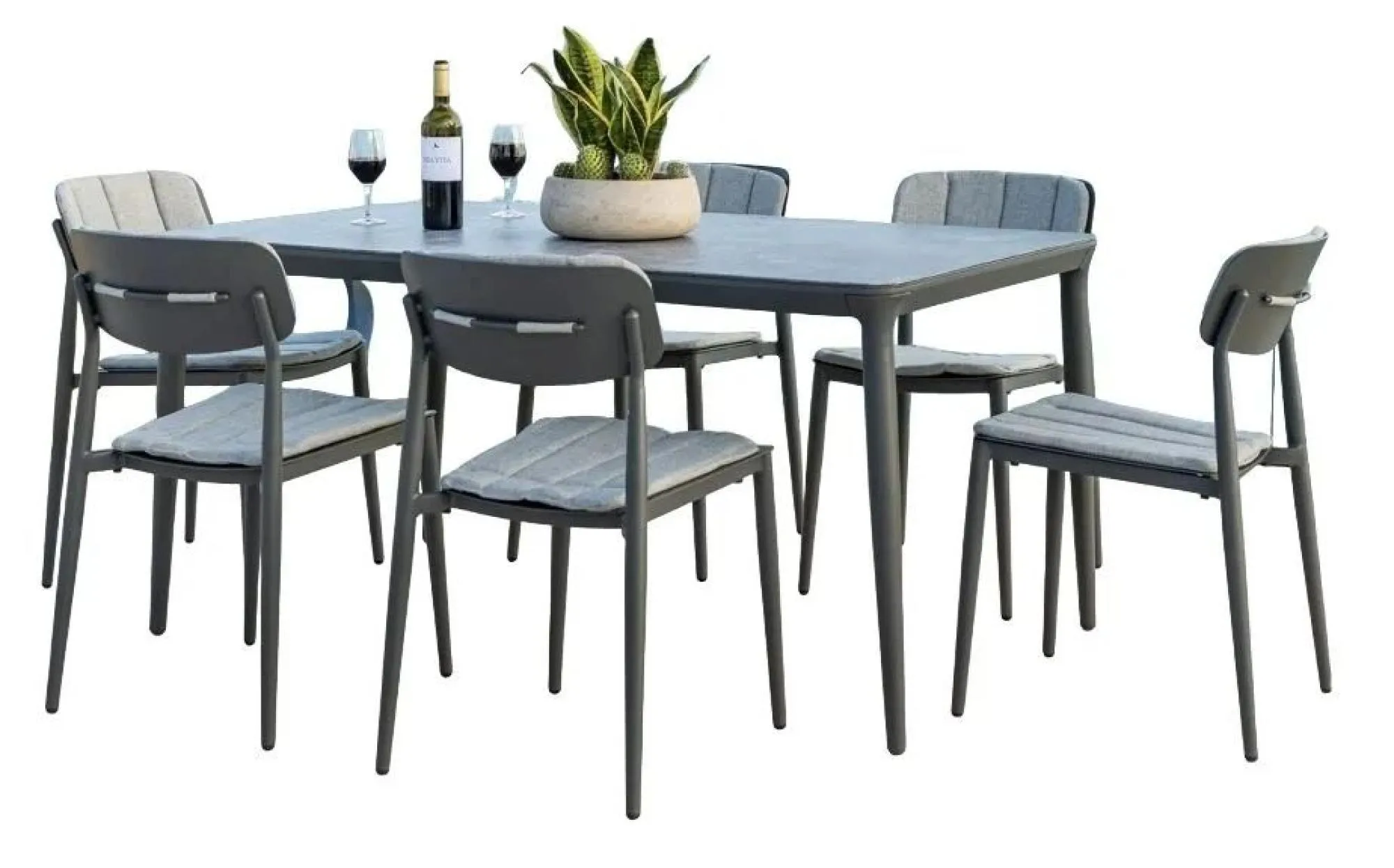 Rimini 6 Seater Garden Dining Set - Grey, Ceramic Glass
