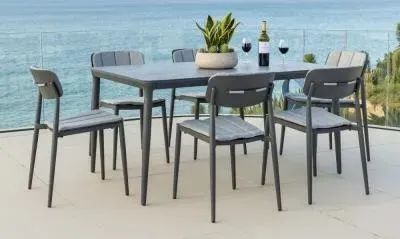 Rimini Rectangular Garden Dining Table - Grey, Ceramic Glass