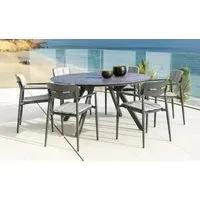 Rimini Round Garden Dining Table - Grey, Ceramic Glass