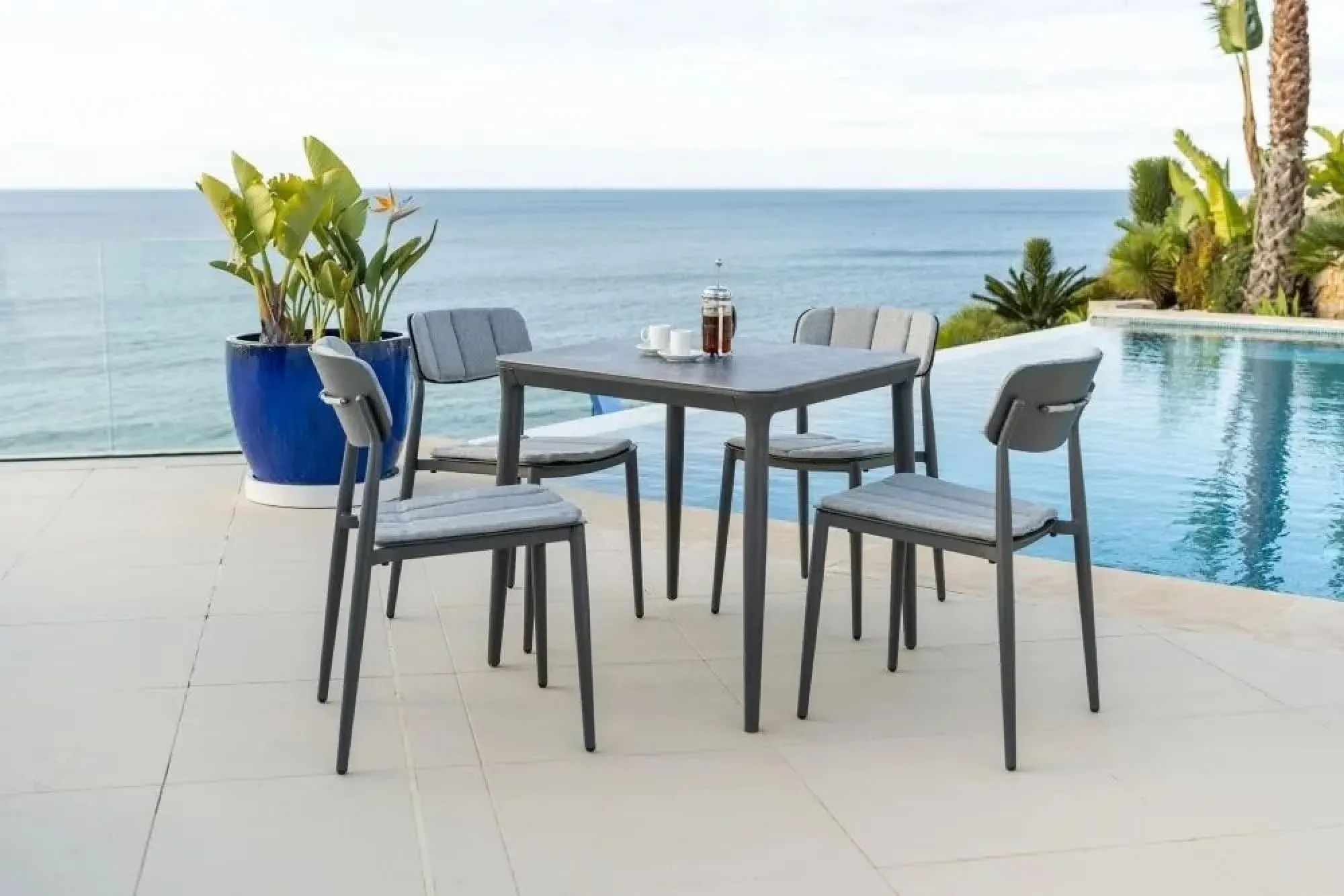 Rimini Square Garden Dining Table - Grey, Ceramic Glass