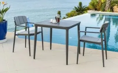 Rimini Square Garden Dining Table - Grey, Ceramic Glass image