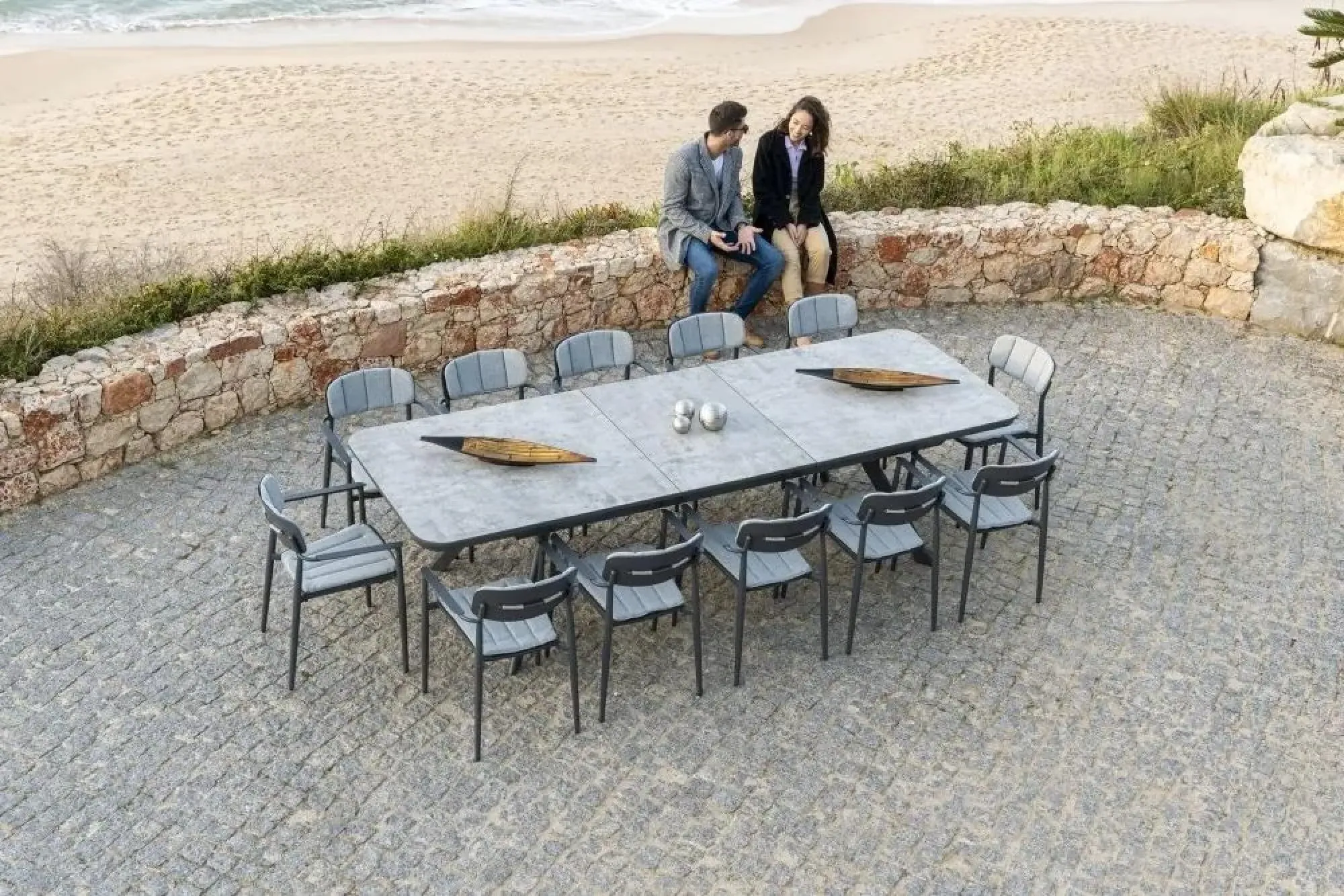 Rimini Stacking Garden Dining Armchair Set - Grey