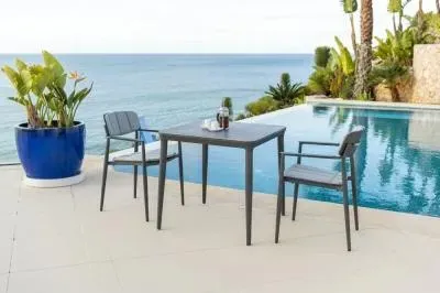 Rimini Stacking Garden Dining Armchair Set - Grey