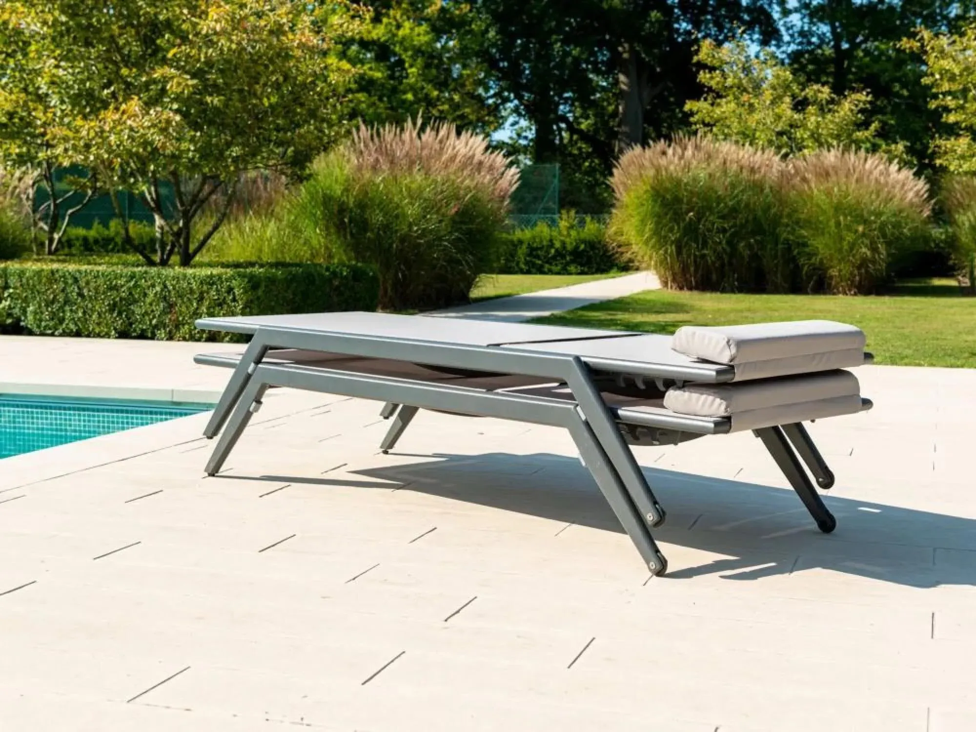 Rimini Stacking Garden Sling Sunbed - Light Grey