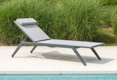 Rimini Stacking Garden Sling Sunbed - Light Grey image