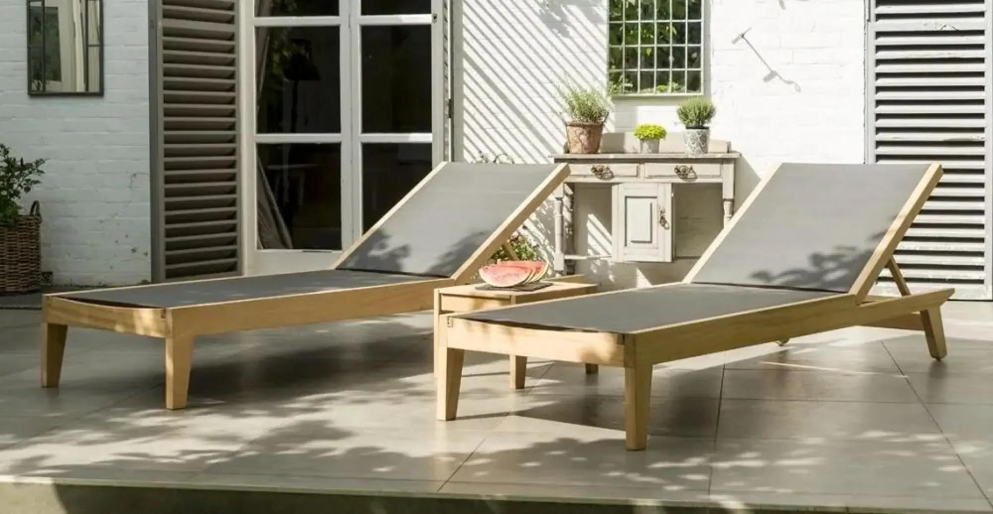 Roble Adjustable Garden Sling Sunbed - Light Yellow