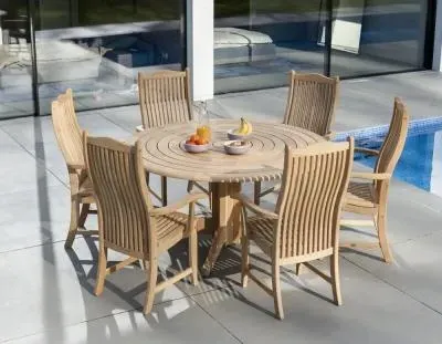 Roble Bengal Round Pedestal Garden Dining Table - 145cm image