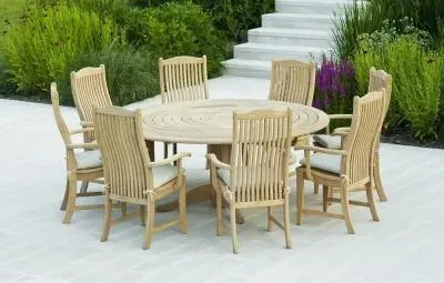 Roble Bengal Round Pedestal Garden Dining Table - 175cm