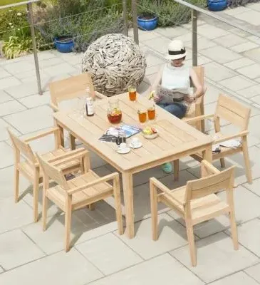 Roble Rectangular Garden Dining Table - Light Yellow image