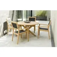 Roble Round Garden Dining Table with Cross Base - 125cm