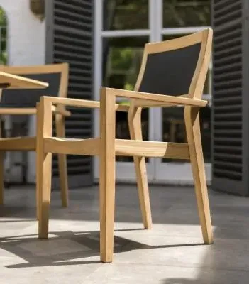 Roble Stacking Garden Dining Armchair - Charcoal