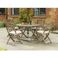 Sherwood Folding Round Garden Dining Table - Rustic